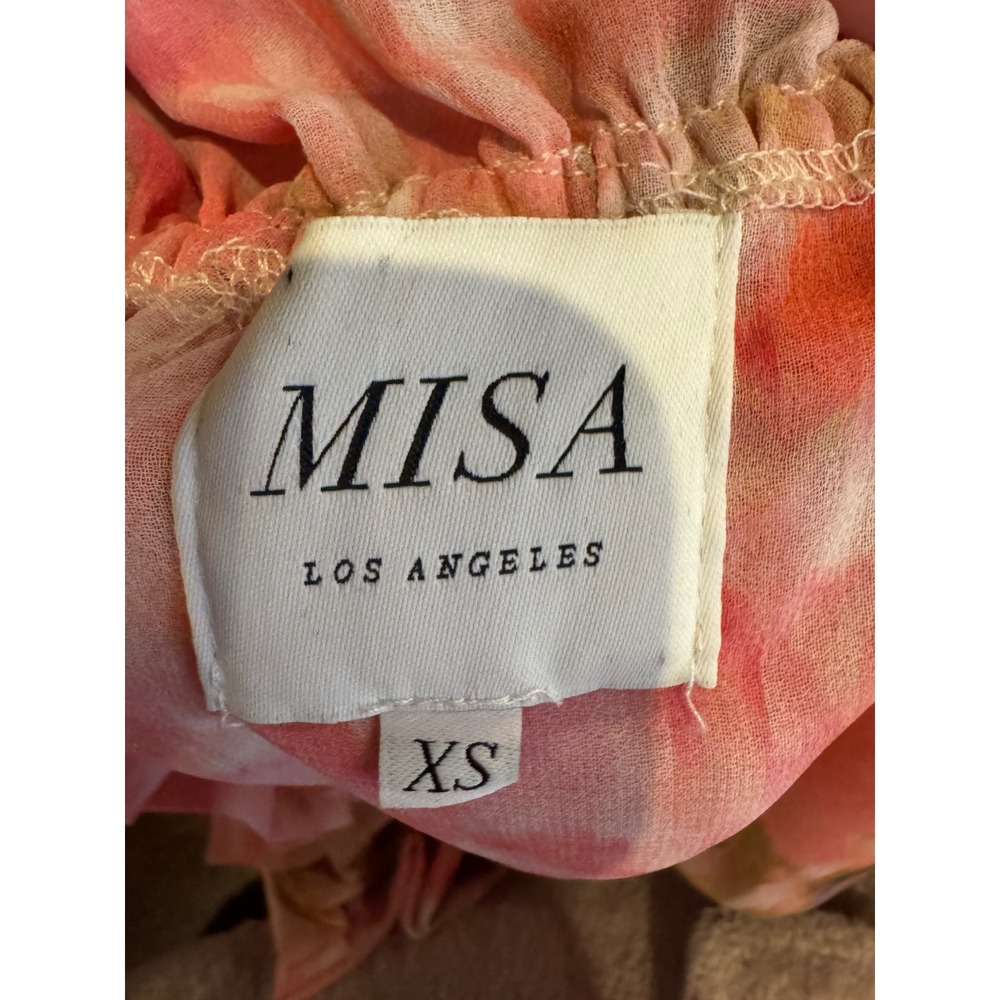MISA Los Angeles Dress Women XS Pink Taza Floral Danae Mini Off Shoulder Boho - Picture 10 of 12